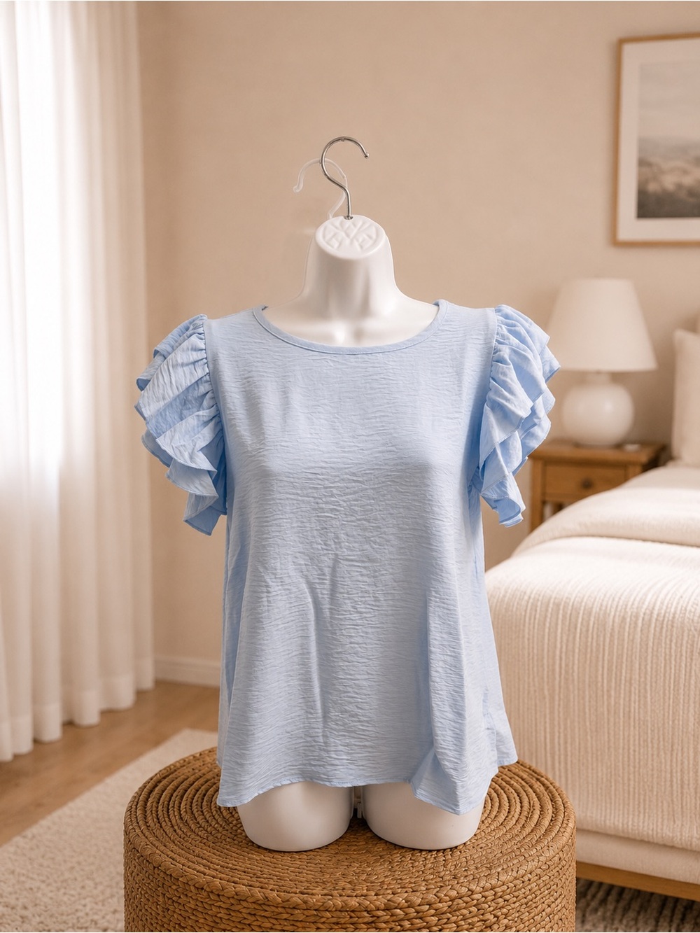 Sky Ruffle Breeze Top